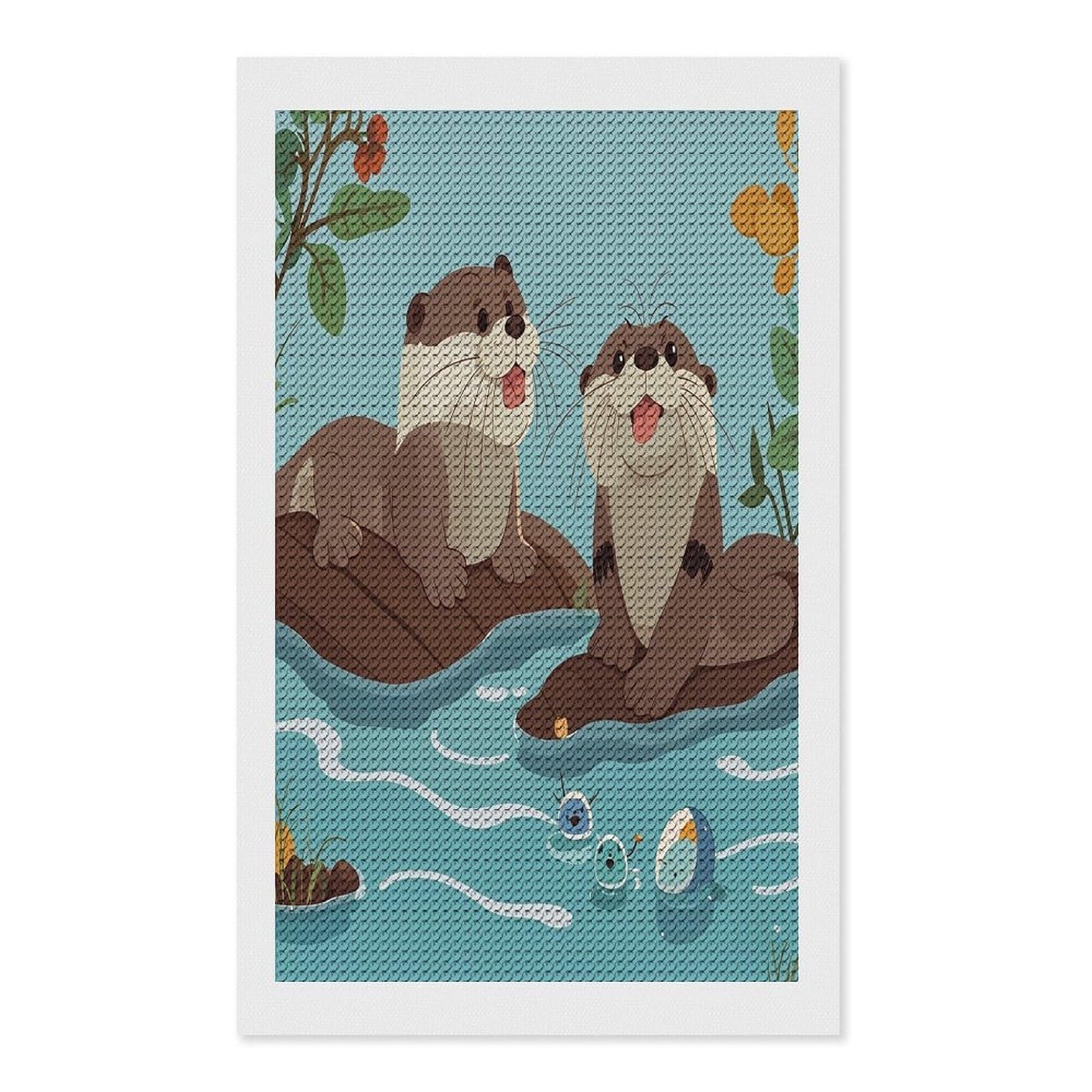 FekiLoot Otters Diamond Painting Kits for Beginners DIY Diamond Art Kits for Adults Full Drill Round Diamond Dot Gem Art Painting Fun DIY Crafts for Home Kitchen Wall Decor Gift 12"x20"