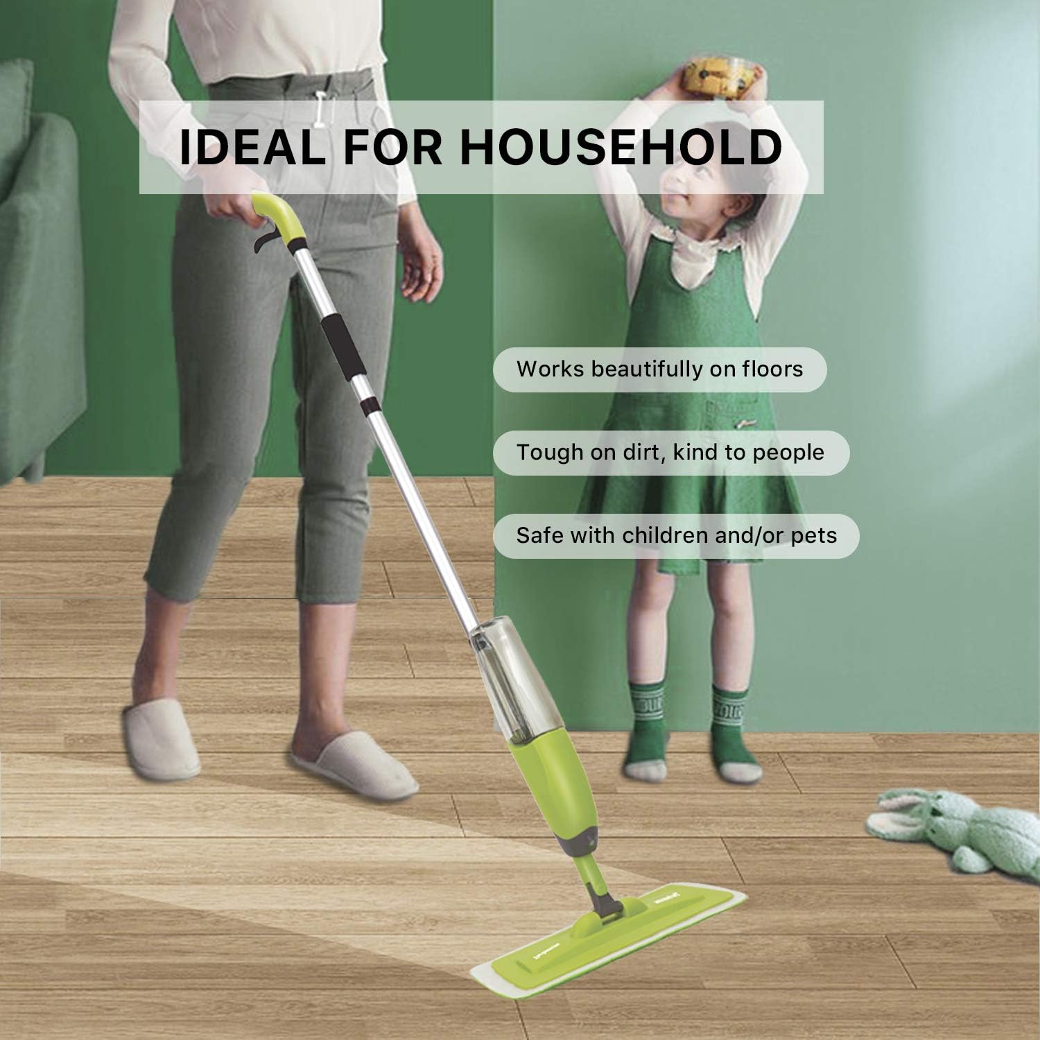TWINRUN Microfiber Spray Mop for Floor Cleaning,Hardwood Floor Mop Kit-2 Refillable Water Bottles (650 ML), 4 Washable Wet Dry Pads
