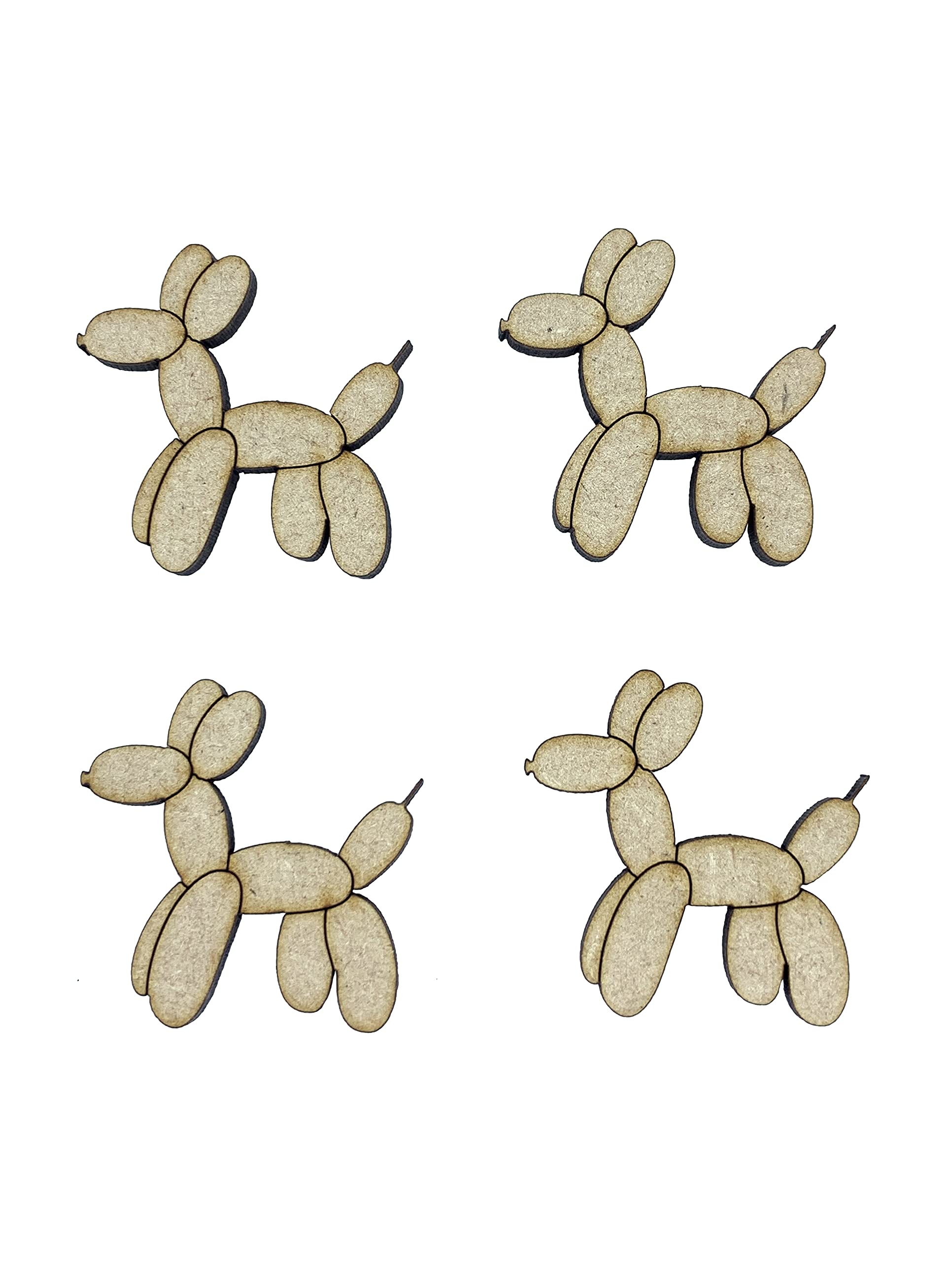 The Crafty Cow 16X Balloon Dog Puppy Puppies 3Cm Wood Craft Embelishments Laser Cut Shape Mdf