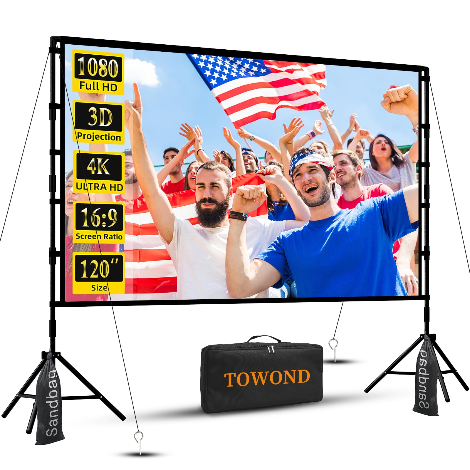 Amazon.com: Outdoor Projector Screen with Stand, TOWOND 120 inch