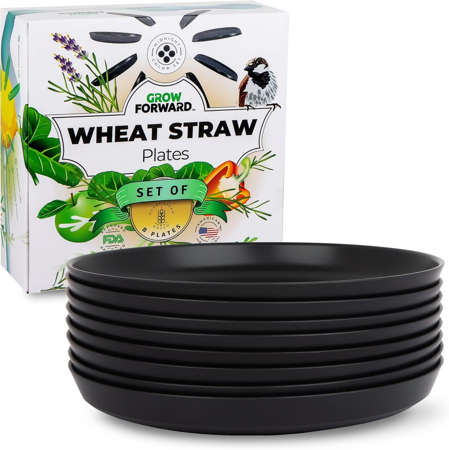 Grow Forward Premium Wheat Straw Plates 8 Unbreakable Dinner Plates