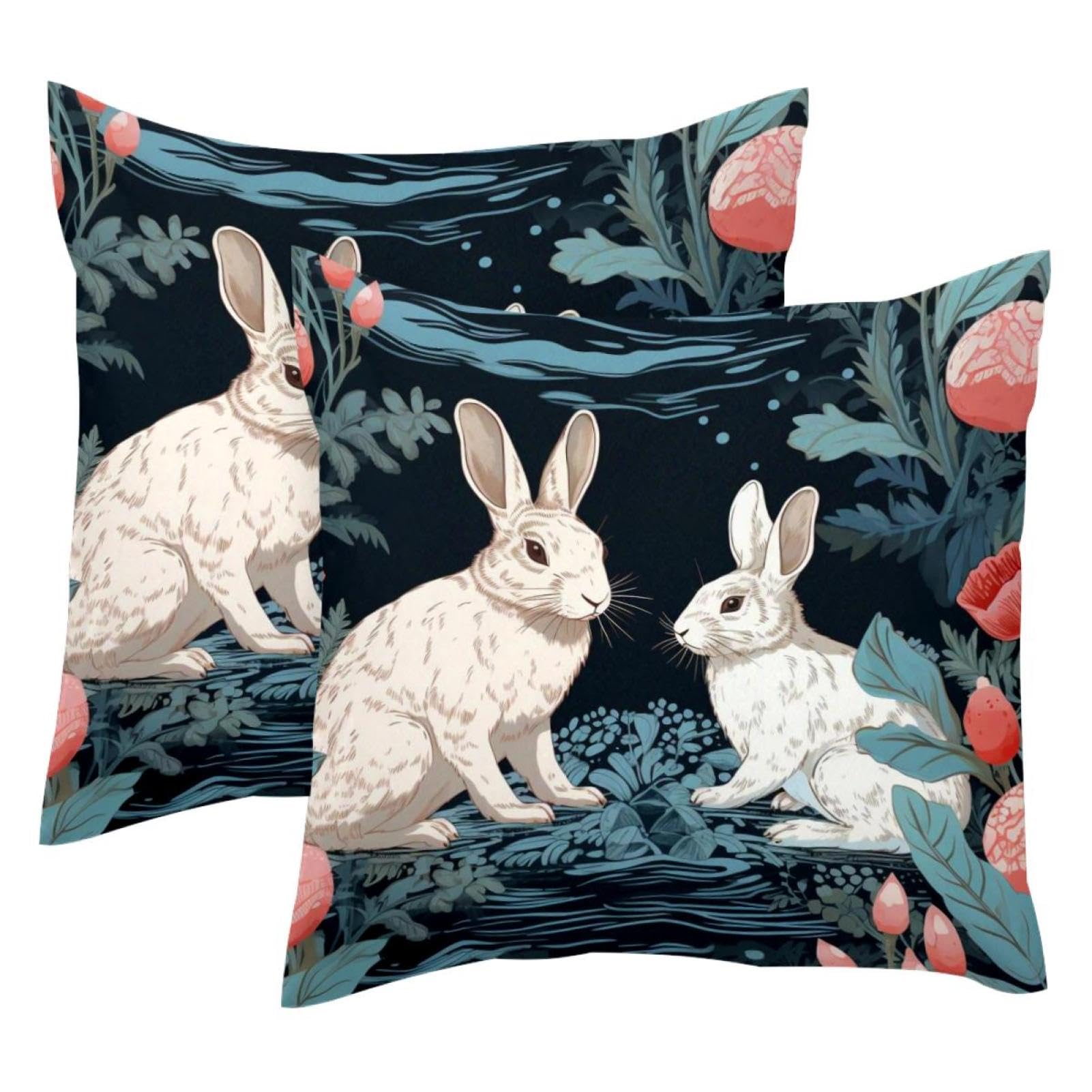 Housses de coussin en velours doux lapin blanc 50x50cm pour masquer les usures