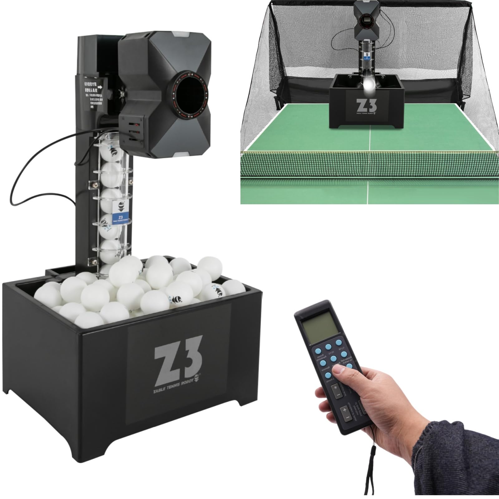 Tischtennis Roboter Ping Pong Ballmaschine Automatische Pongbot Tischtennis Ballmaschine mit Netz ＆ Fernbedienung, Individuelle Frequenz und Ballgeschwindigkeit, Ping Pong Ball Wurfmaschine