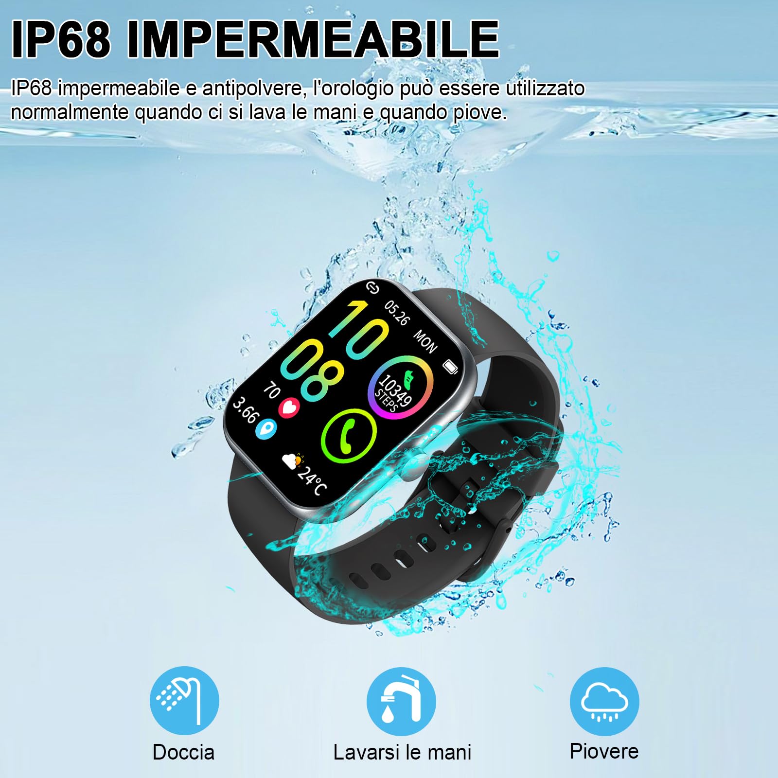 Jugeman Smartwatch Uomo Donna Chiamate Bluetooth, 1.96'' Orologio Smartwatch con Cardiofrequenzimetro/Contapassi/Sonno/SpO2, 113+ Sportive Smart Watch IP68 Impermeabile Fitness Tracker per iOS Android