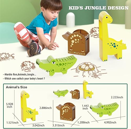 Miniatura 5 de JIXIn Carreras de canicas de dinosaurio para niños de 4 a 8 años, 187 piezas compatibles con Lego DUPLOS para edades de 2 a 5 años - Carrera de