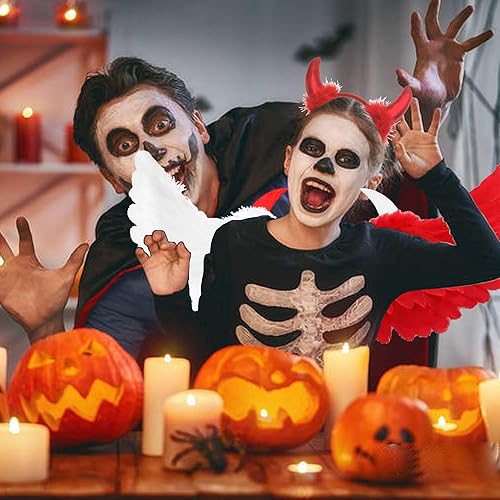 Miniatura 6 de Kit de disfraz de ángel diablo de 3 piezas, disfraz de ángel diablo de Halloween con horquilla de diablo y diadema de cuerno de diablo, disfraz de