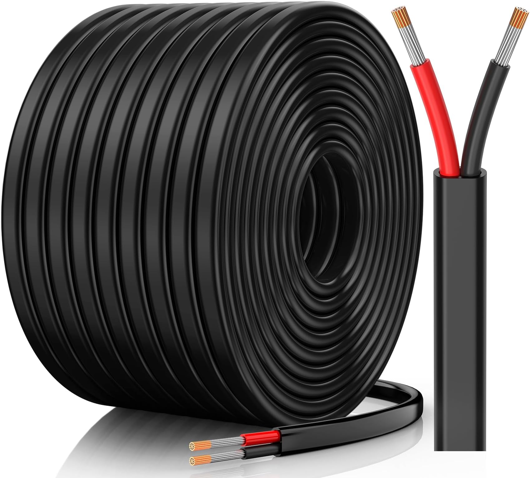 CONEPY 10 Gauge Wire, 10 AWG 2 Conductor Electrical Wire, Flexible/Oxygen-Free Tinned Copper/Stranded PVC 10/2 Cord for Automotive, Marine, LED Strips, Solar, RV, Lighting (50FT)