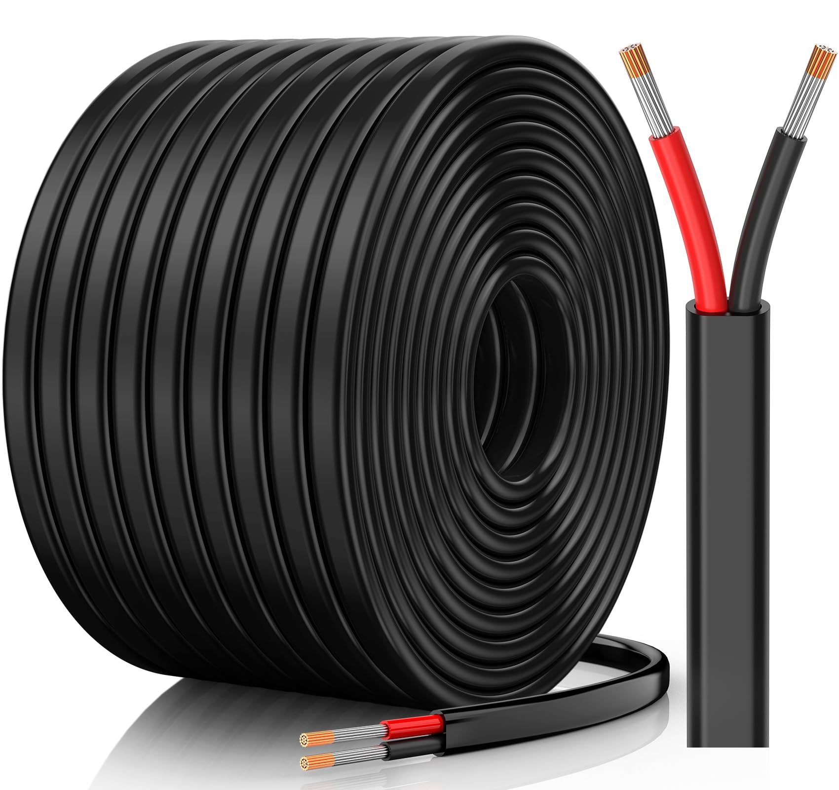 10 Gauge Wire, 10 AWG 2 Conductor Electrical Wire, Flexible/Oxygen-Free Tinned Copper/Stranded PVC 10/2 Cord for Automotive, Marine, LED Strips, Solar, RV, Lighting (50FT-15M)