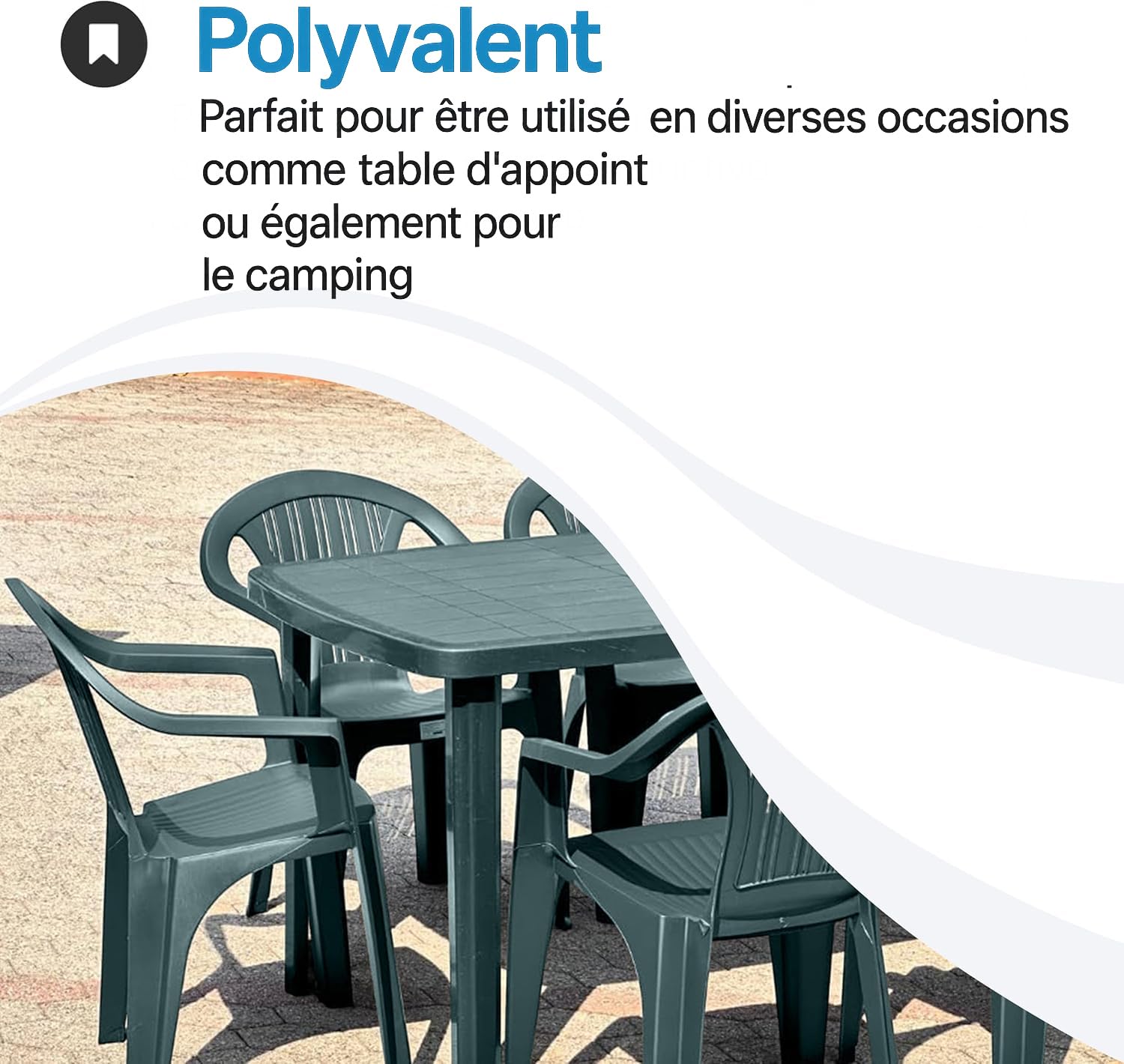 Tomaino Table de jardin carrée en plastique pour 6 places avec trou pour parasol