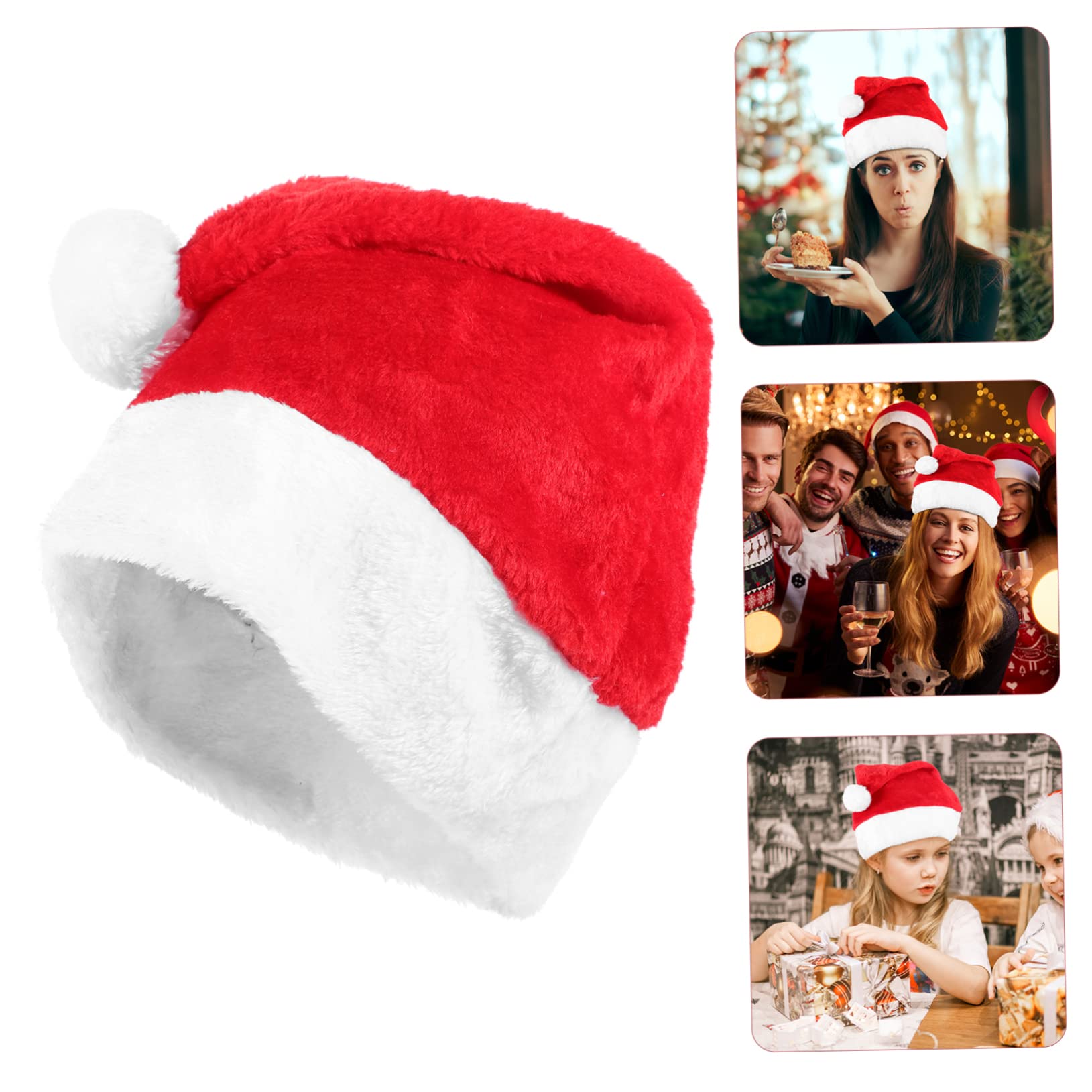 jojofuny 5 Piezas Gorro de Papá Noel de felpa gorras de navidad trajes rosas decoración regalos sombrero de navidad cálido gorro de Papá Noel brillar sombrero de Santa ropa Decorar hombre