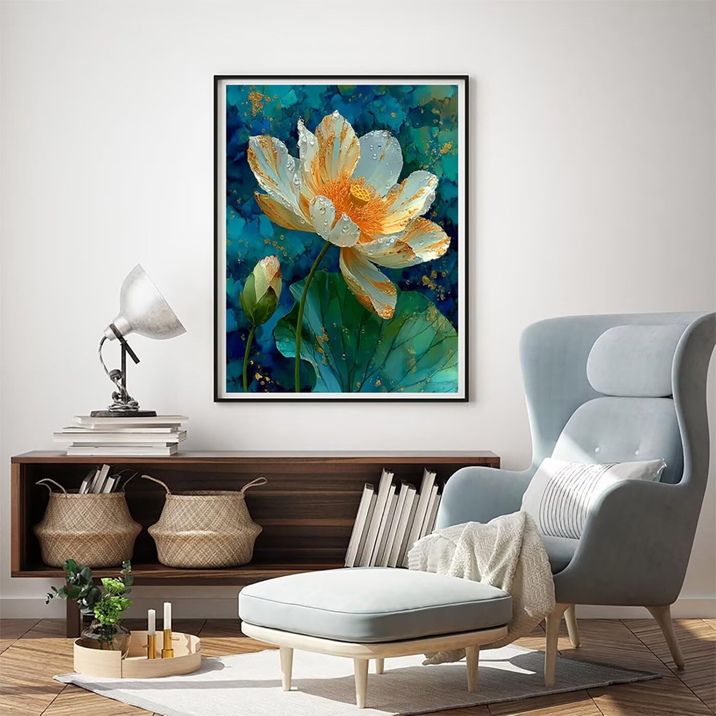Blume Abstrakt Malen Nach Zahlen Erwachsene, Paint by Numbers Adult Anfänger Kreativ Set für, Heimwerk Malen Nach Zahlen Kinder, 3 Pinsel und 36 Acrylfarbe Als, für Deko Wohnzimmer 60 x 80 cm BJHWK73