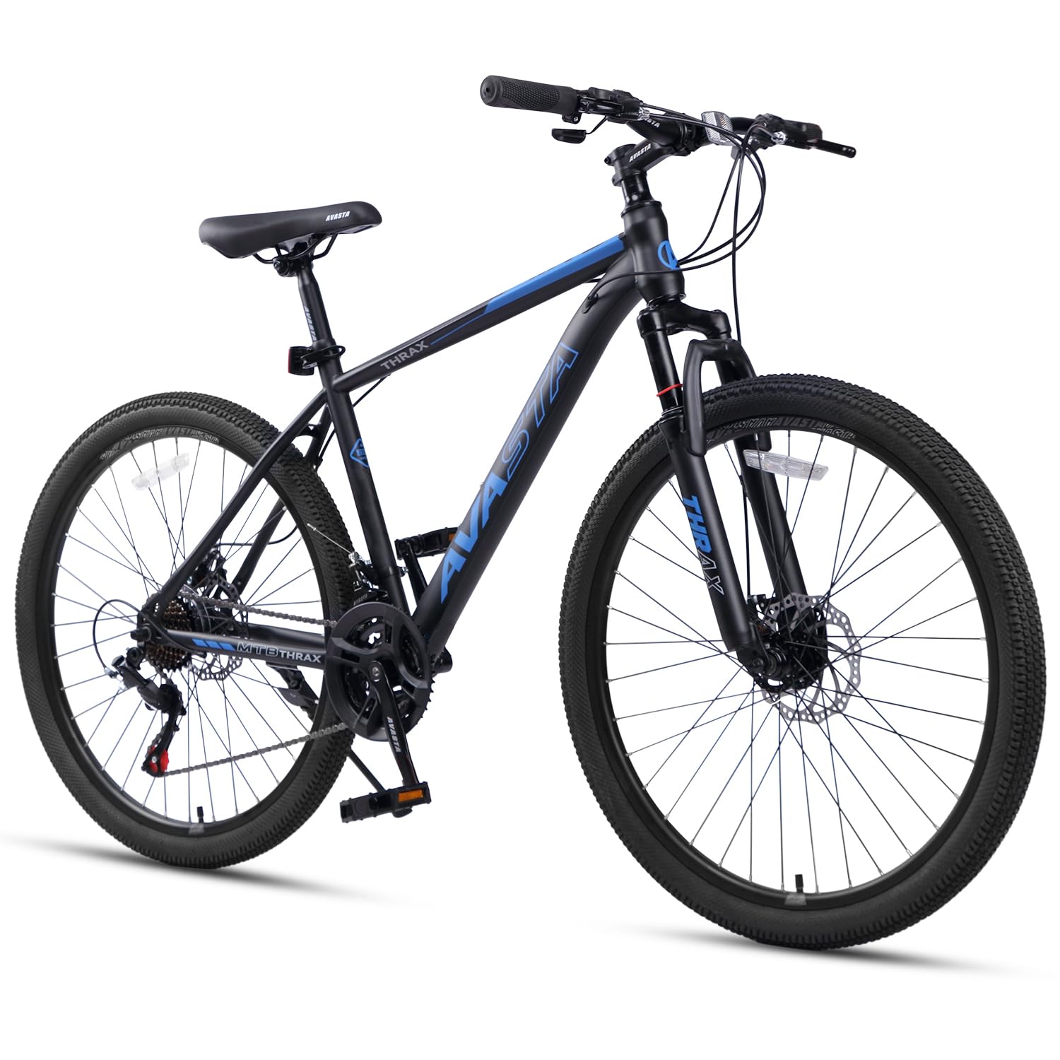 AVASTA 26/27,5-Zoll-Mountainbike für Männer und Frauen, Erwachsene, mit hochfestem Stahlrahmen und Doppelscheibenbremsen, Vorderradfederung, 21-Gang-Schaltung, verdeckten Bremszügen