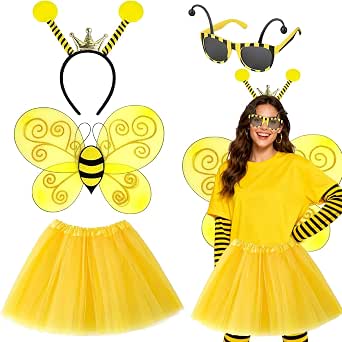 4Pcs Bee Costume for Women Adults Bumble Bee Fancy Dress Outfit with ...