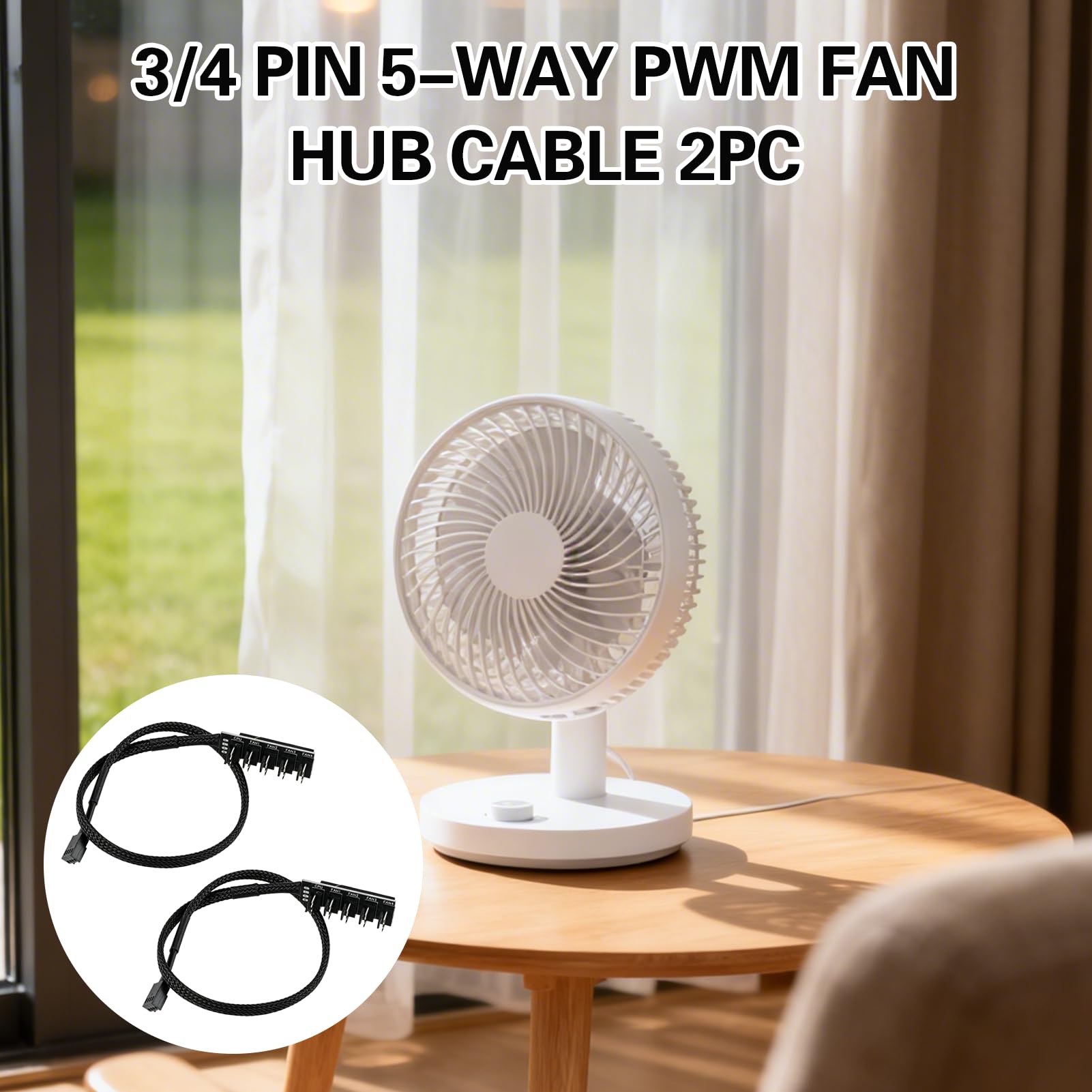 2 Stück Splitter-Lüfter PWM 5-Wege-PWM-Lüfter, 4-poliger Splitter-Hub für PC, 12 V, Adapterkabel für CPU-Lüfter und Gehäuse, für 3-polig, 4-polig, PWM-Geschwindigkeitskontrolle (40 cm)