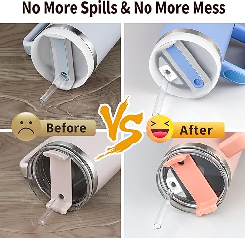 Miniatura 3 de Stanley Qunercher H2.0 Flowstate - Juego de 4 tapones para derrames con asa, compatible con vaso Stanley Qunercher H2.0 Flowstate de 40 onzas y 30