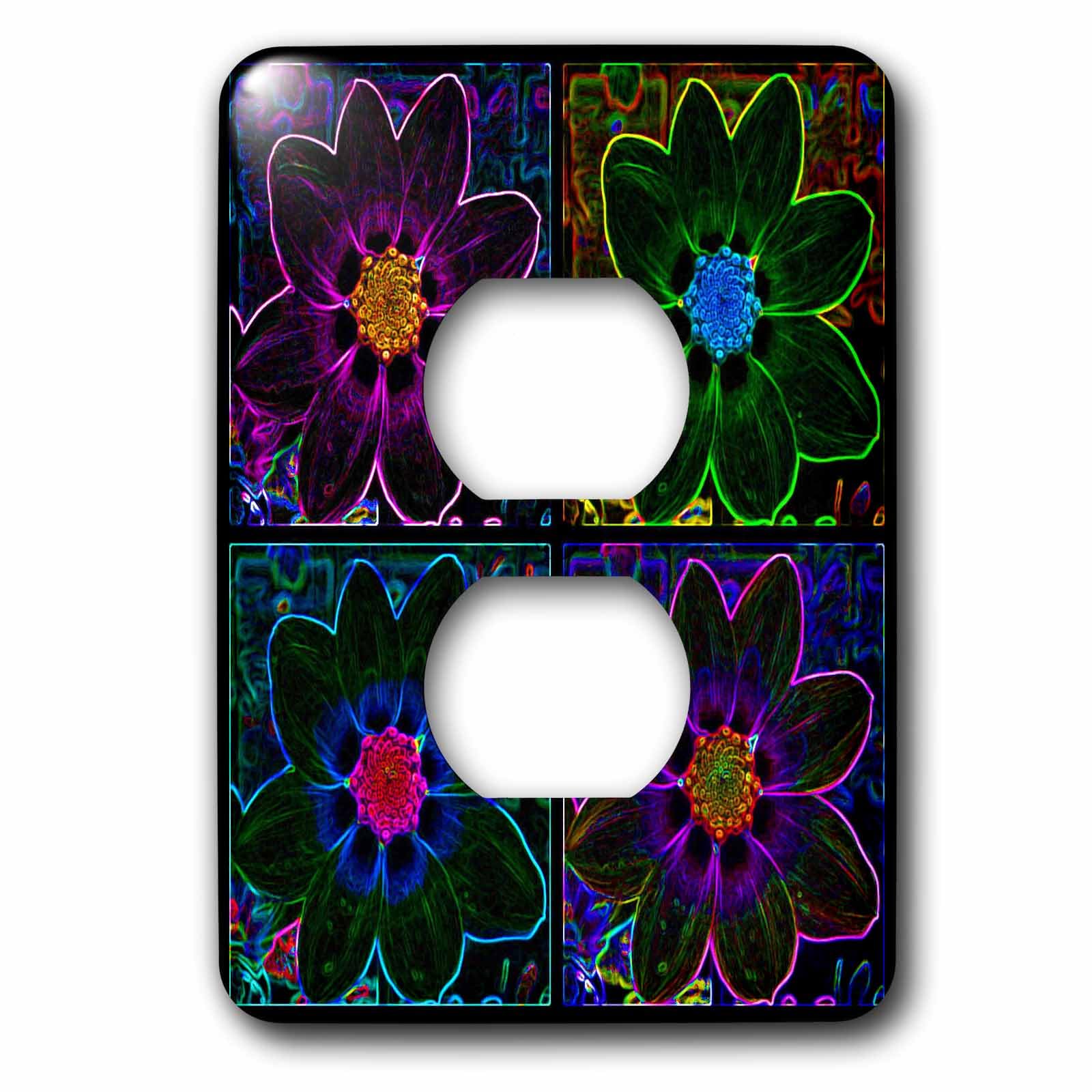 Cosmos Flower Collage en néon cache-prise 3dRose lsp_8092_6 phosphorescent double