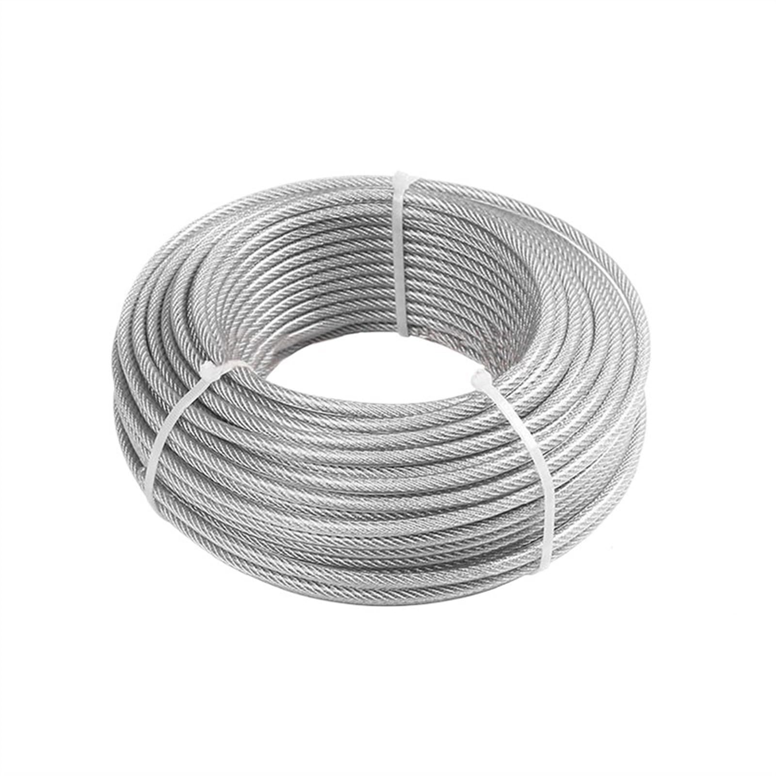 Cable Acero, Cable de Acero Kit de cuerda de alambre de 50/100 m, cuerda de alambre de acero inoxidable recubierta de PVC, flexible, apto for vallas de jardín colgantes de fotos, diámetro de 1 a 3,0 m