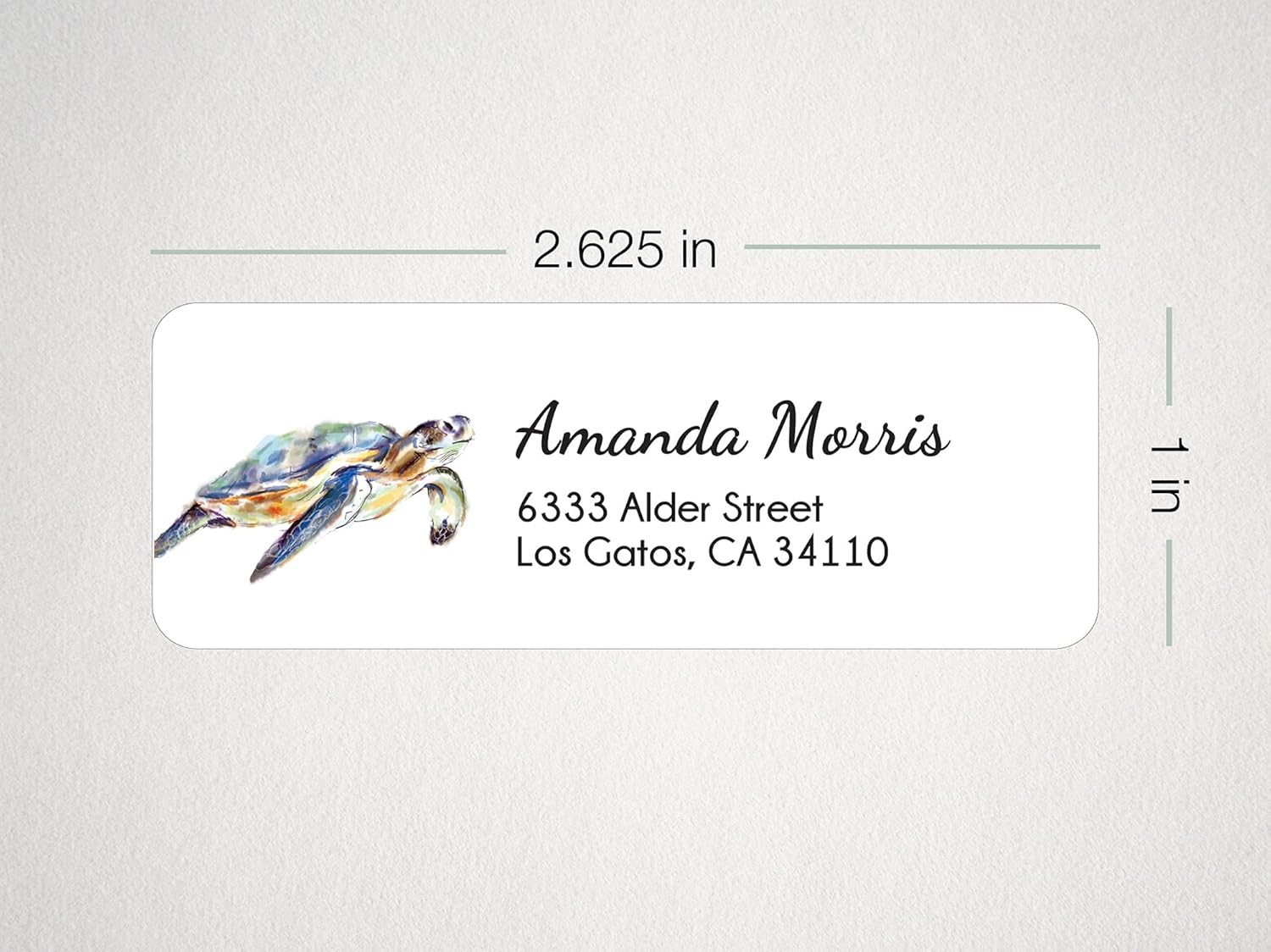 Personalized Sea Turtle Return Address Label Stickers, 120 Pcs, Deep Blue Ocean Watercolor Art, Underwater Coastal Theme, Office Supplies, Marine Animal Gifts for Women. Tranquil Beach Stationary