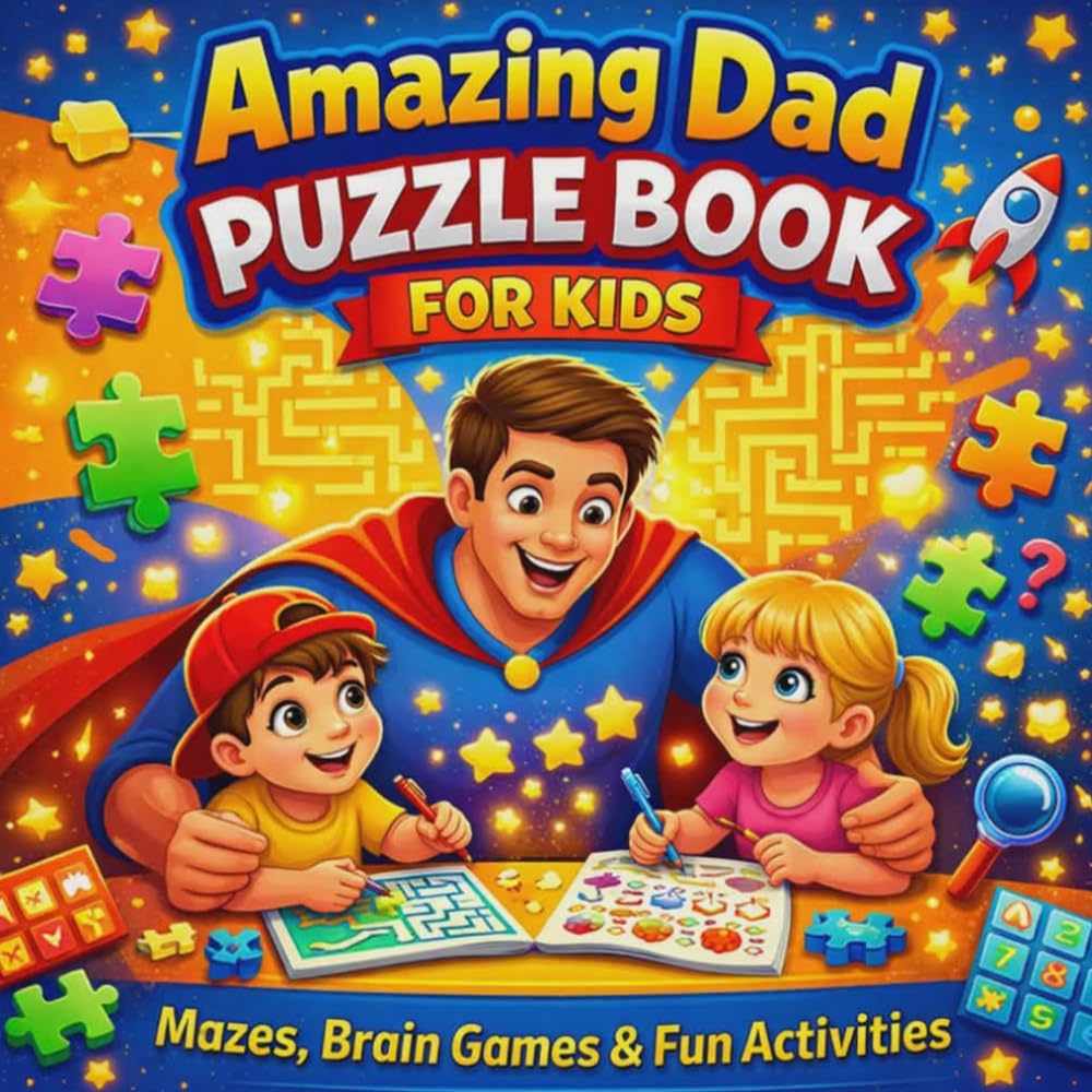 Amazing Dad Puzzle Book for Kids: Mazes, Brain Games & Fun Activities