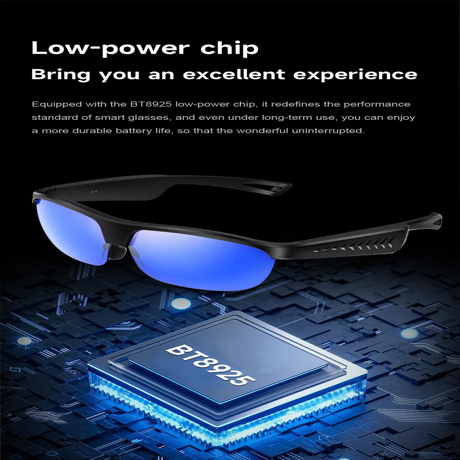 Occhiali Audio Bluetooth con Altoparlanti Boss, Riproduzione Musicale, Controllo della Musica, Risposta alle Chiamate, Traduzione AI, Cancellazione del Rumore ENC, Protezione UV(Anti)