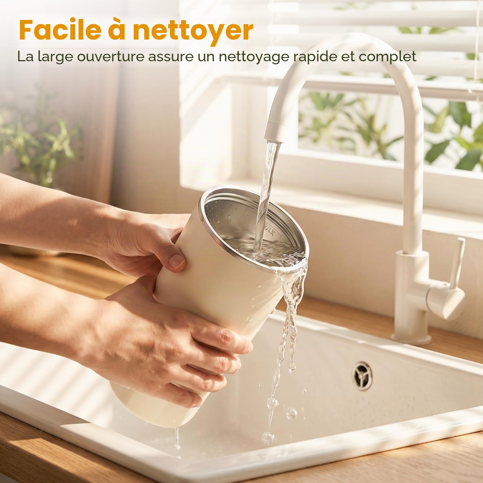 Chauffe Biberon - chauffe biberon nomade 2-en-1 : chauffage rapide du lait maternel et de l'eau, pasteurisation, température constante 24 heures sur 24 pour toute la journée (Beige)