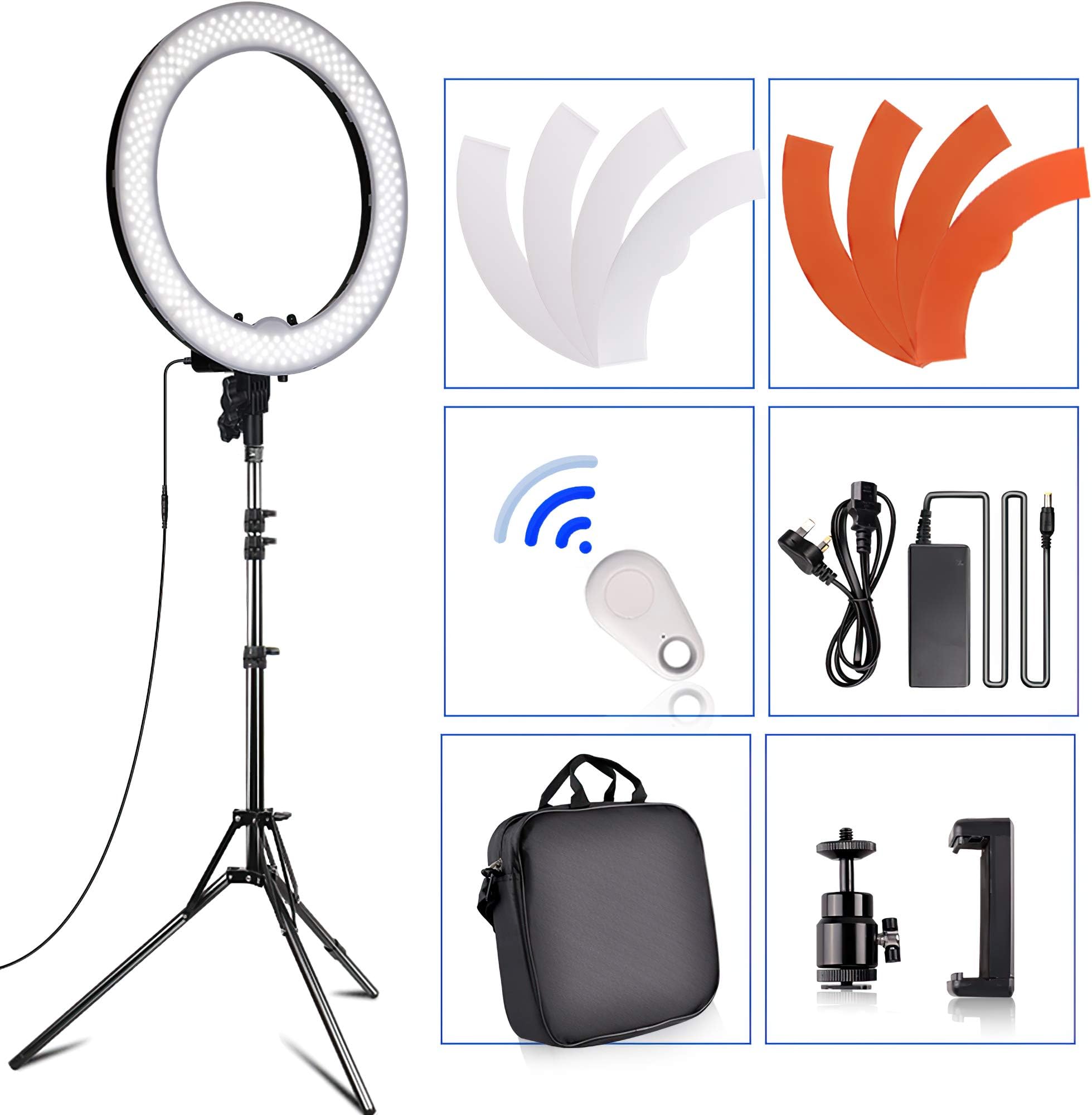 SAMTIAN 18-inch Ring Lights with Stand, Camera Photo Video 18"/ 48cm Outer 55W LED Ring Light Photography Studio Light Stands for Smartphone Youtube Self-Portrait Video Shooting