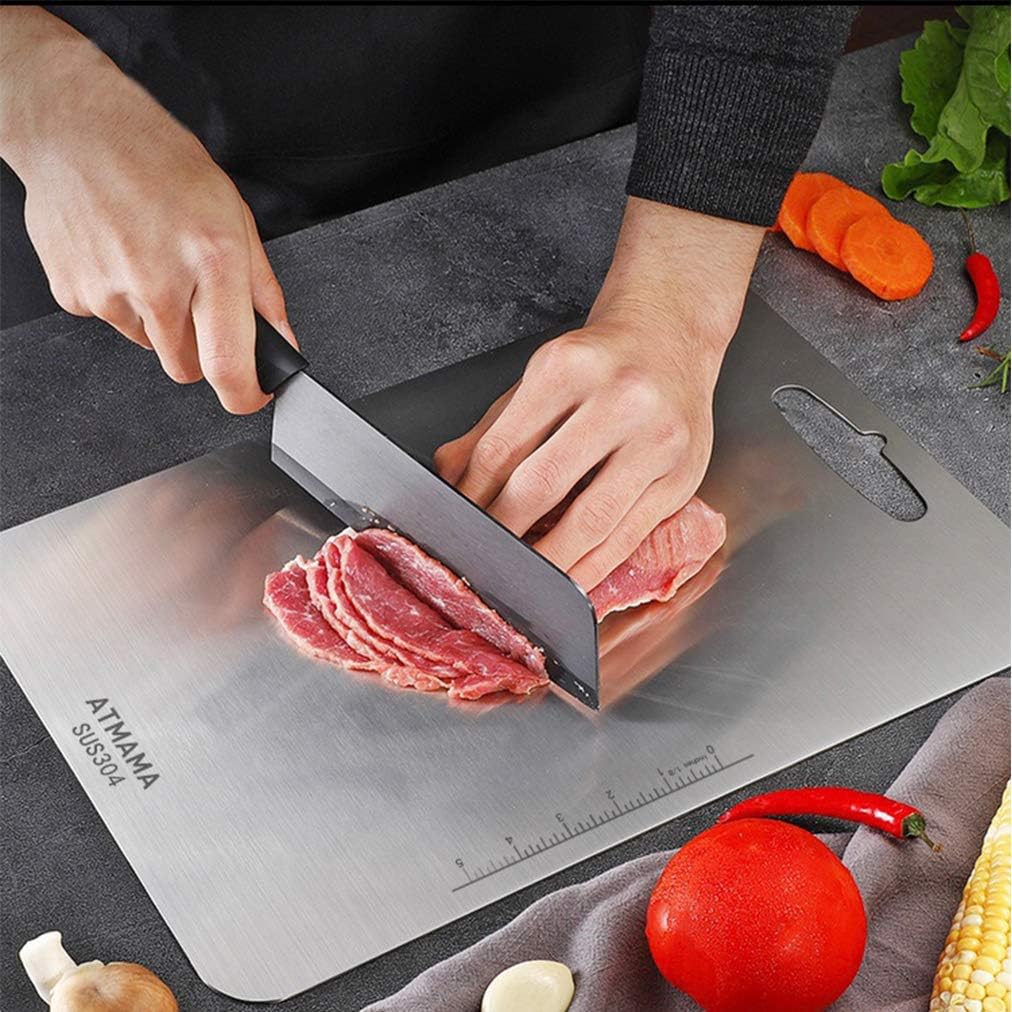 Atmama (Large,18.11"Lx 11.81"W) Stainless Steel Cutting Board for Kitchen, SUS-304 Chopping Board, Easy To Clean