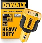 DEWALT Heavy Duty 24W USB Car Charger Adapter, Cigarette Lighter Adapter USBA Charger, Fast Charging Car Lighter USB Adapters, Cell Phone Automobile Chargers for iPhone, Samsung Galaxy, iPad