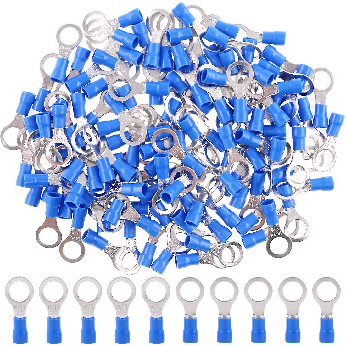 Hilitchi Lot de 100 cosses isolées 16-14 AWG pour fils électriques (bleu, M4