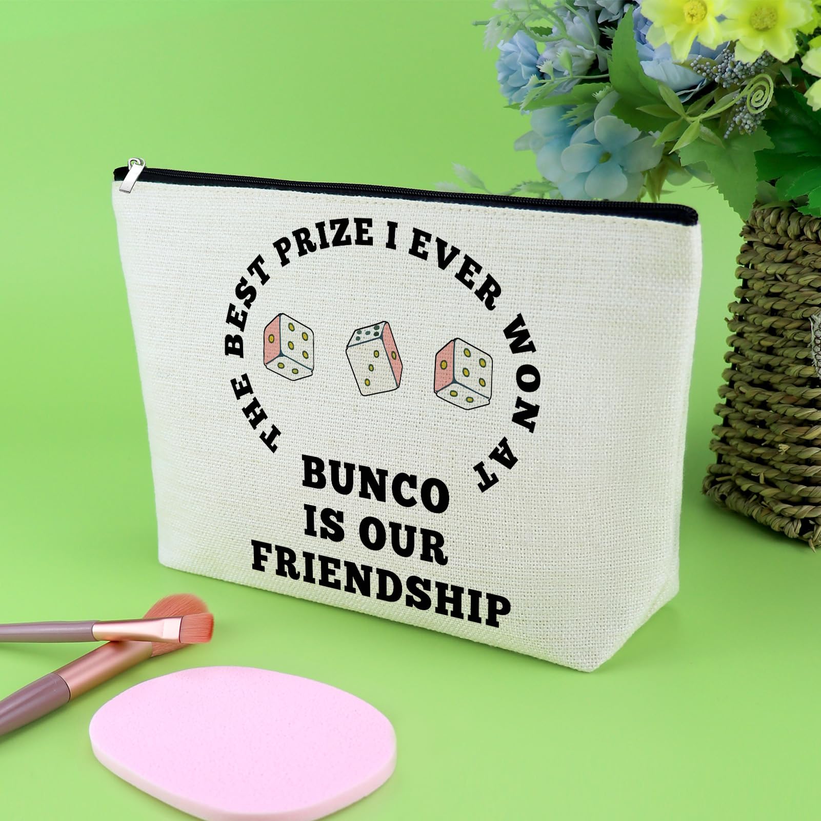 Funny Bunco Makeup Bag for Bunco Game Night Lovers Gambling Lover Gifts Cosmetic Bag Dice Game Gifts for Sister Best Friend Player Christmas Birthday Present Zipper Pouch for Graduation