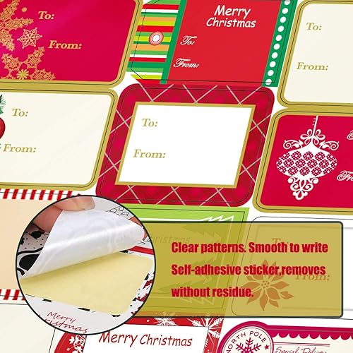 Miniatura 4 de Etiquetas adhesivas de regalo de Navidad, regalos de Navidad, etiquetas autoadhesivas con nombre de Papá Noel, muñecos de nieve, árbol de Navidad
