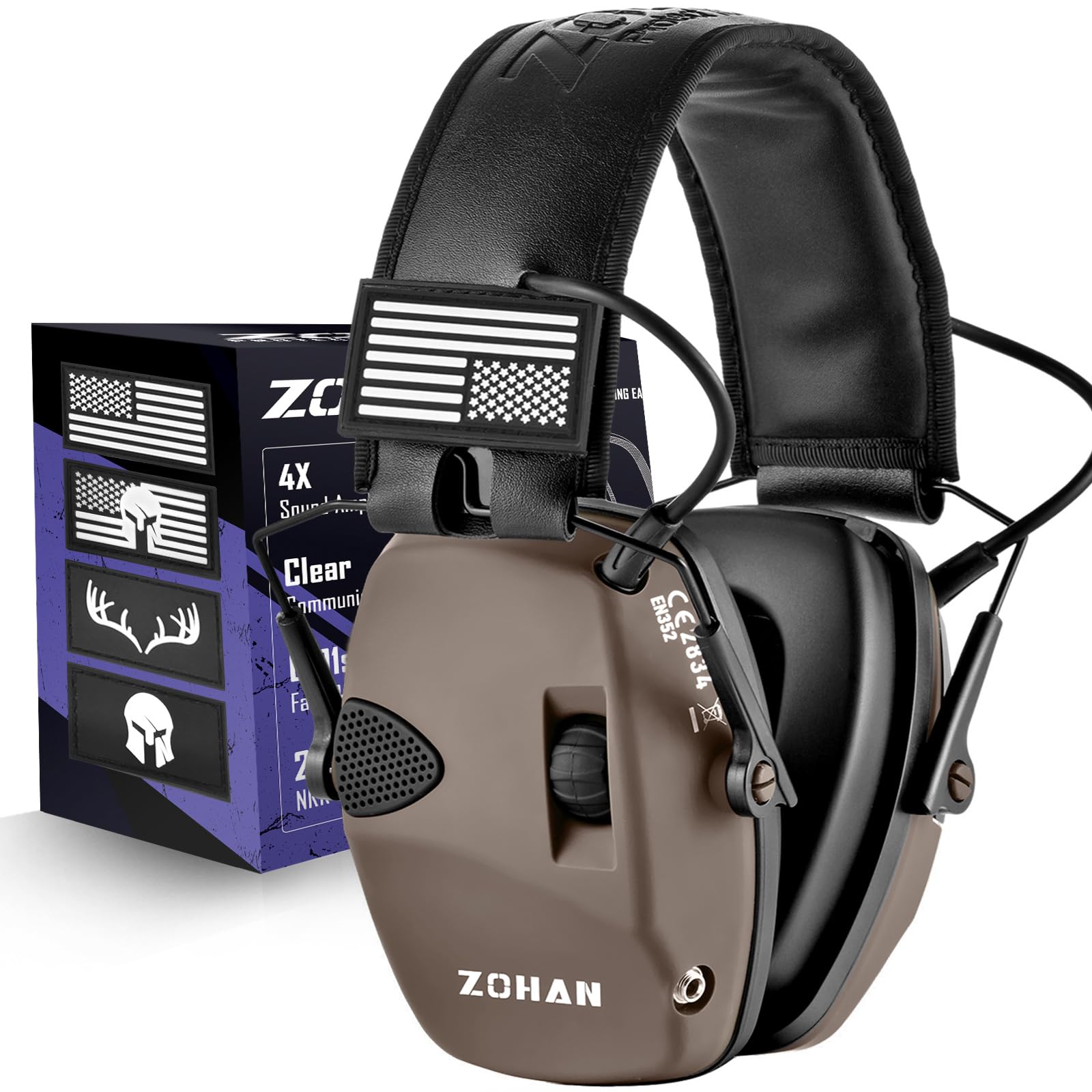 ZOHAN Electronic Shooting Earmuffs, Hearing Protection Shooters, NRR 23dB Noise Reduction Gun Range Ear Protection Headphones