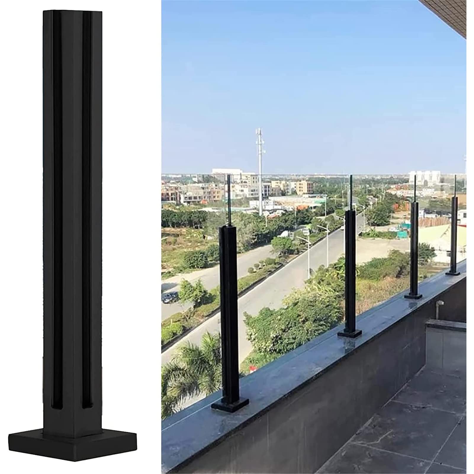Poteaux de balustrade en verre exté et fixations en acier inoxydable pour porche