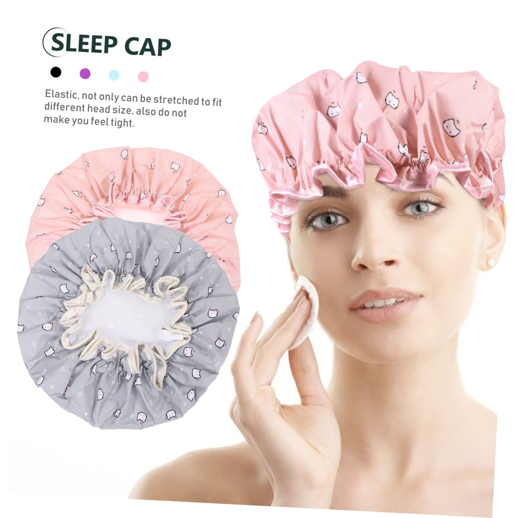 minkissy Elastische Duschhaube, wiederverwendbare Kappen für Frauen, Badekappe, Spa-Kappe, Haarfärbemittel, Badekappe für Frauen, Satinhaube, Erwachsene, Duschhaube, große Duschhaube, Kinder,