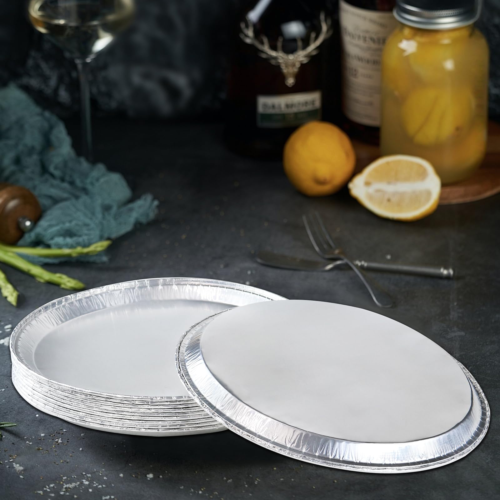 Sartenes desechables para pizza de 12 pulgadas, redondos, de aluminio, desechables, para pizzas individuales, galletas, pasteles, bandeja redonda de papel de aluminio, paquete de 12 bandejas grandes