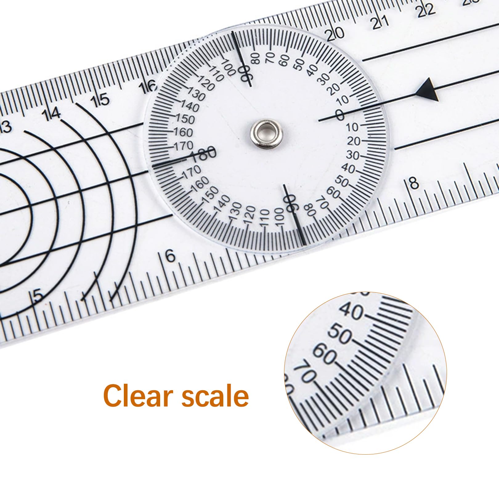 Produktbild von 2er-Set Winkelmesser Goniometer – 38 Cm Spinallineal, 360°-Skala, Transparent, Mit Zoll/cm – Für Physiotherapie, Schule & Handwerk