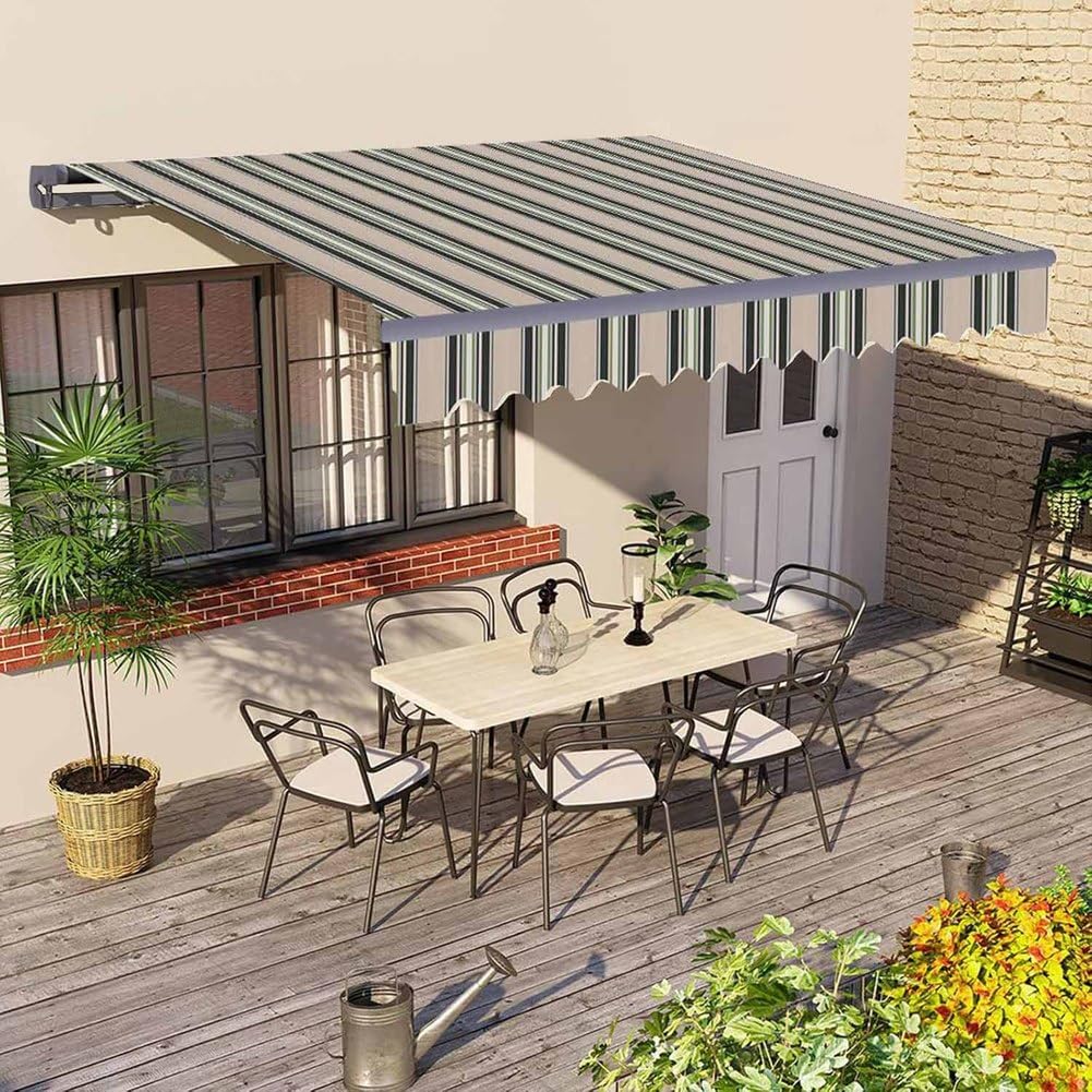 Wodoodporna, ręcznie wysuwana markiza na patio, odporna na promieniowanie UV, do ogrodu, na balkon i podwórko, zastępcza markiza okienna, 6 x 2 m