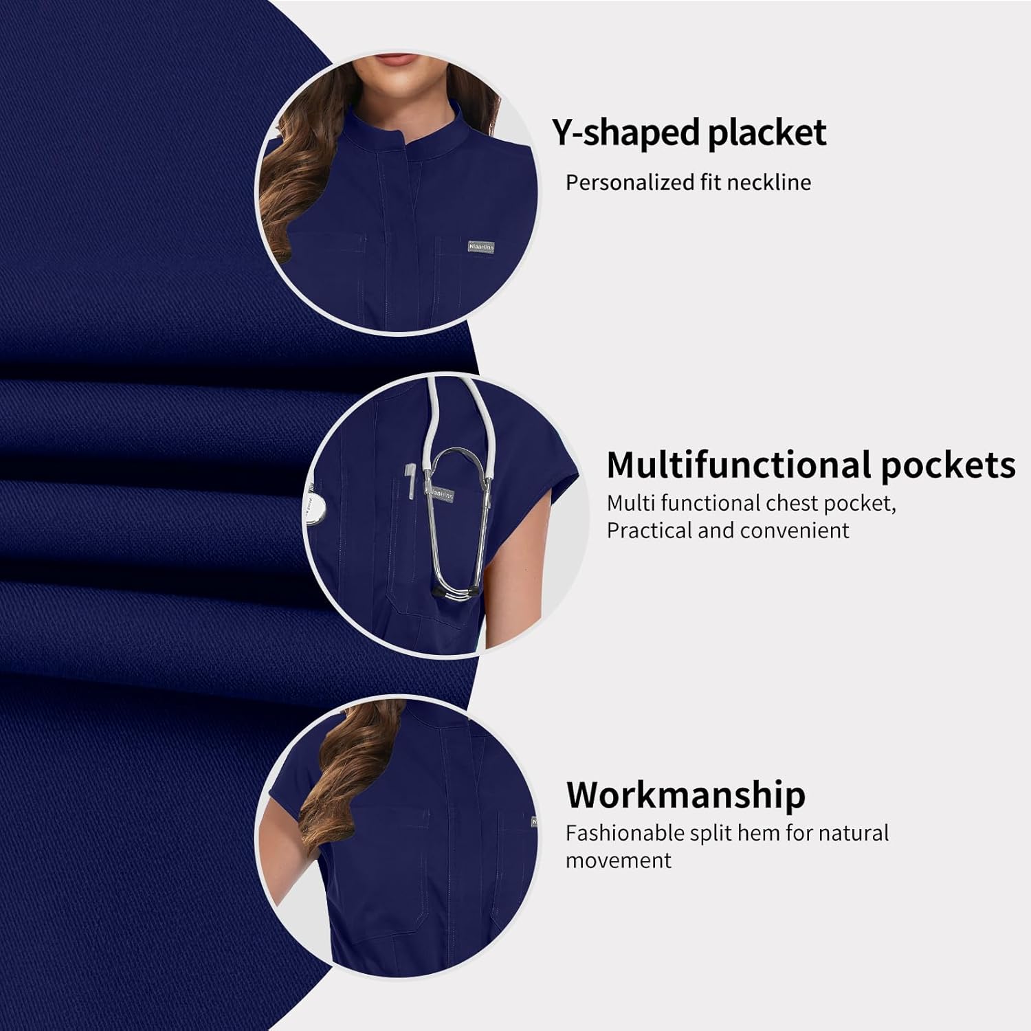 VIAOLI Scrub Jumpsuit One-piece Short-sleeved Scrub Set Belted Jogging Yoga Pants Scrub Uniforms for Women Set