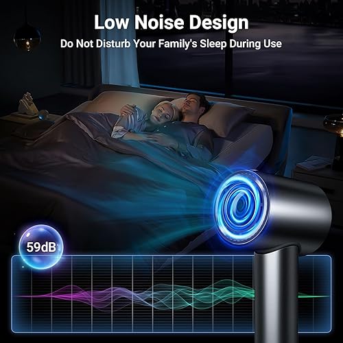 Miniatura 6 de Secador de pelo, 210000 RPM de alta velocidad con motor sin escobillas, 500 millones de secador de pelo iónico negativo para secado rápido, secador