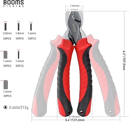 Miniatura 6 de Booms Fishing Herramienta de prensado de pesca CP2 para mangas de un solo barril, con 300 fundas