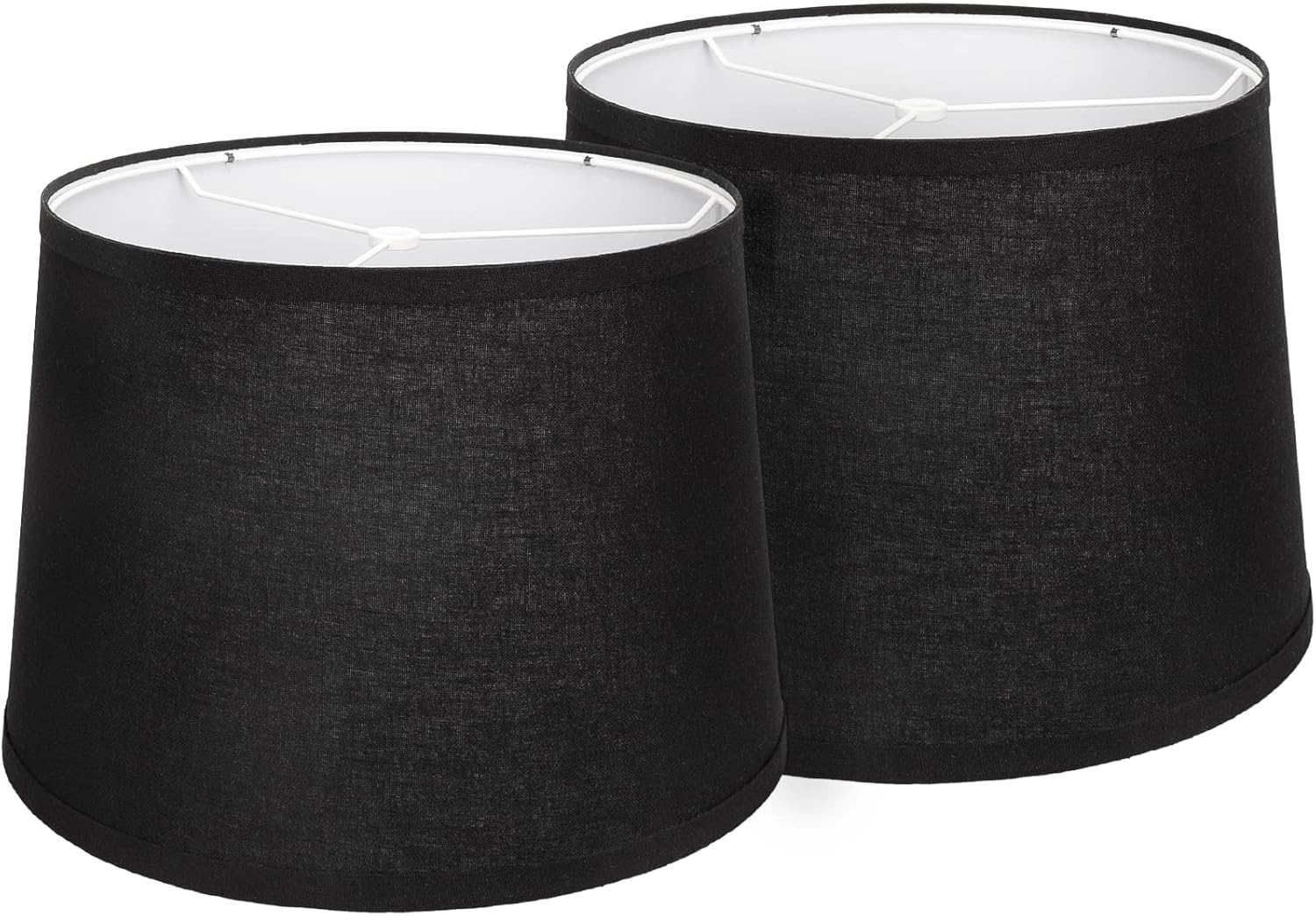 Lampshades Set of 2, Black Fabric Lampshades 11.6" Top x 12.6" Bottom x