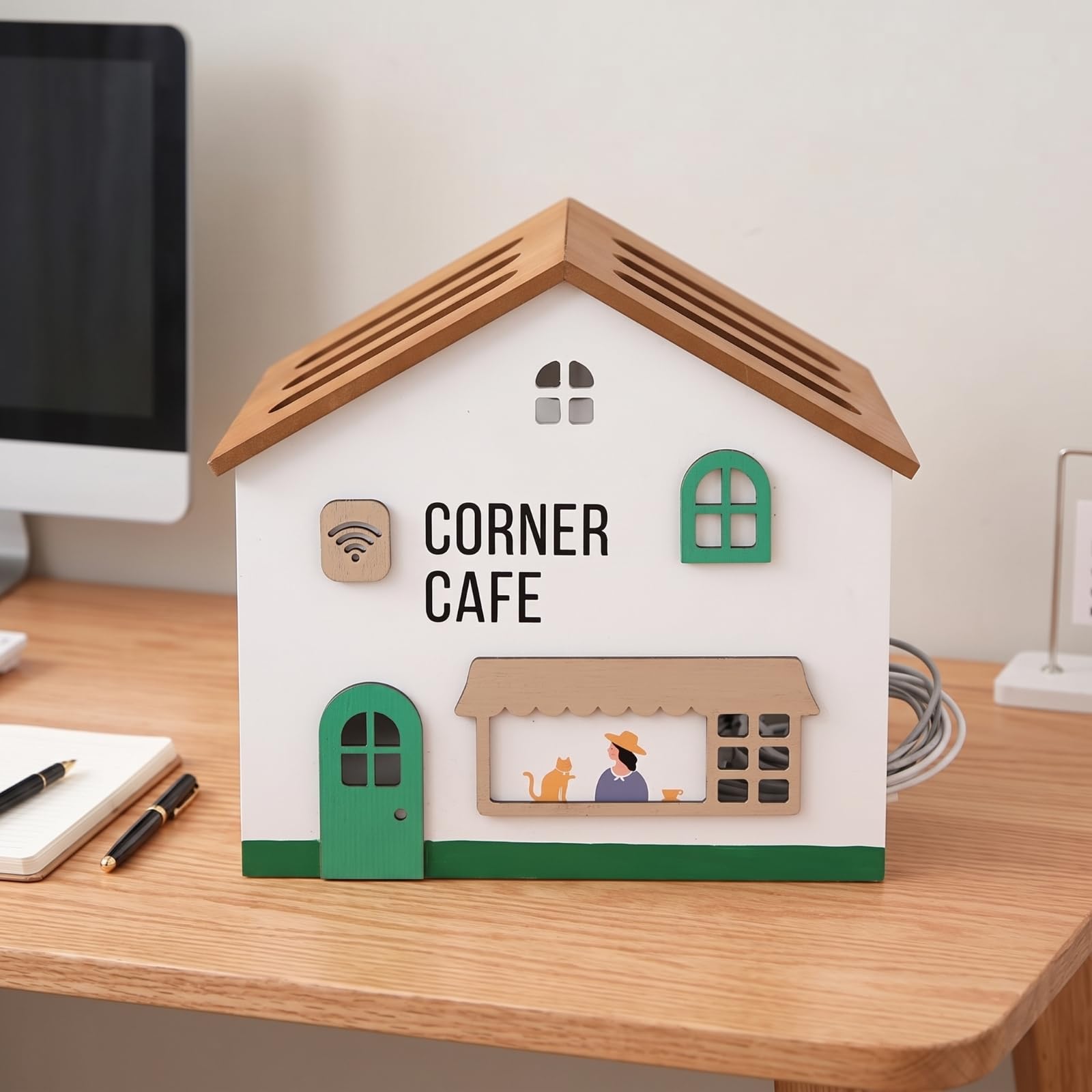 Scatola Organizer per Cavi Resistente | In Legno, Decorativo, Organizzatore per cavo Coperchio
