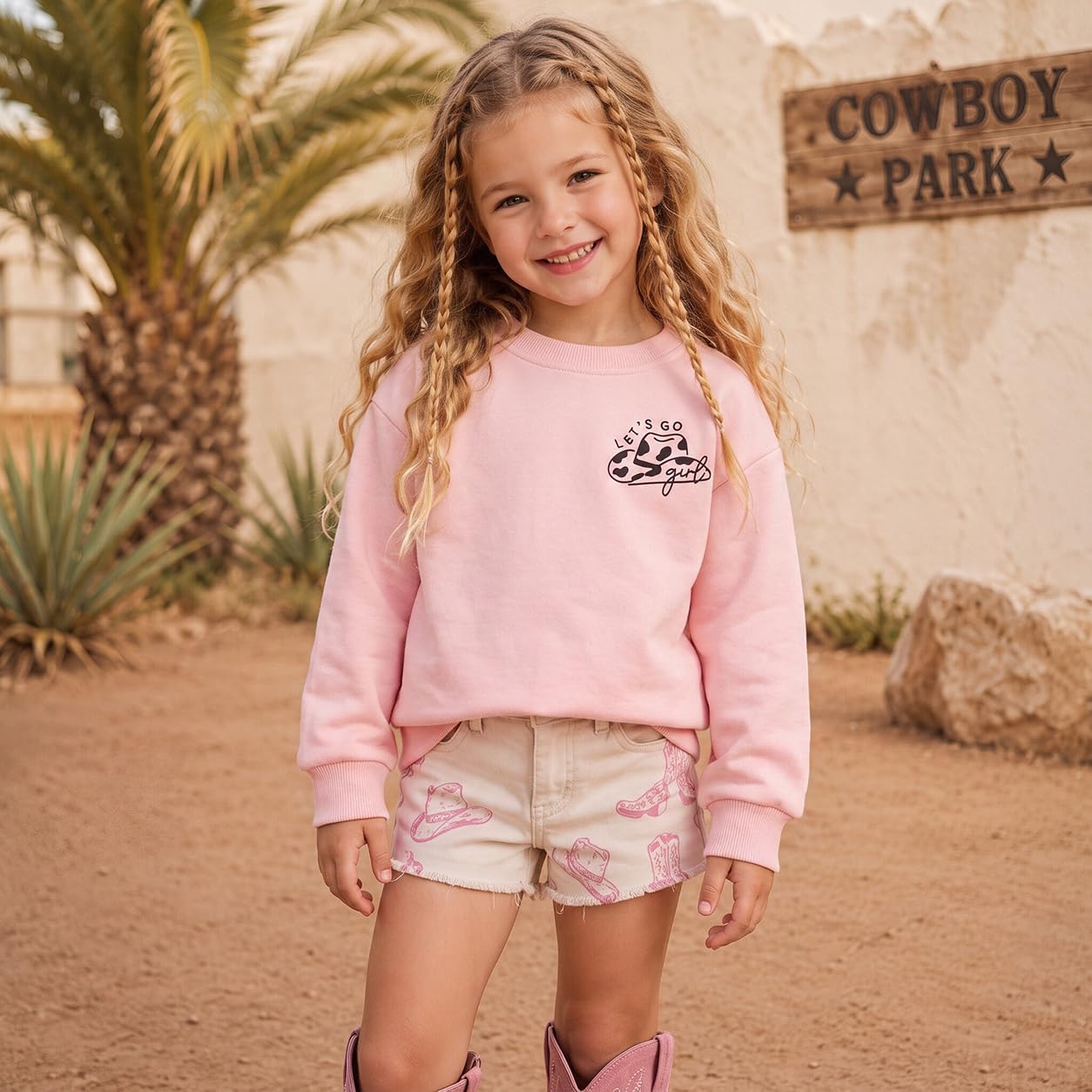 Toddler Baby Girl Sweatshirt Baby Girl Lets Go Girls Cowgirl Western Shirt
