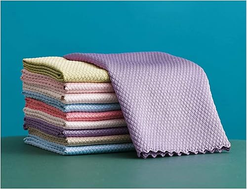 Paño de limpieza de microfibra, 10 piezas, sin rayas, milagros, reutilizables