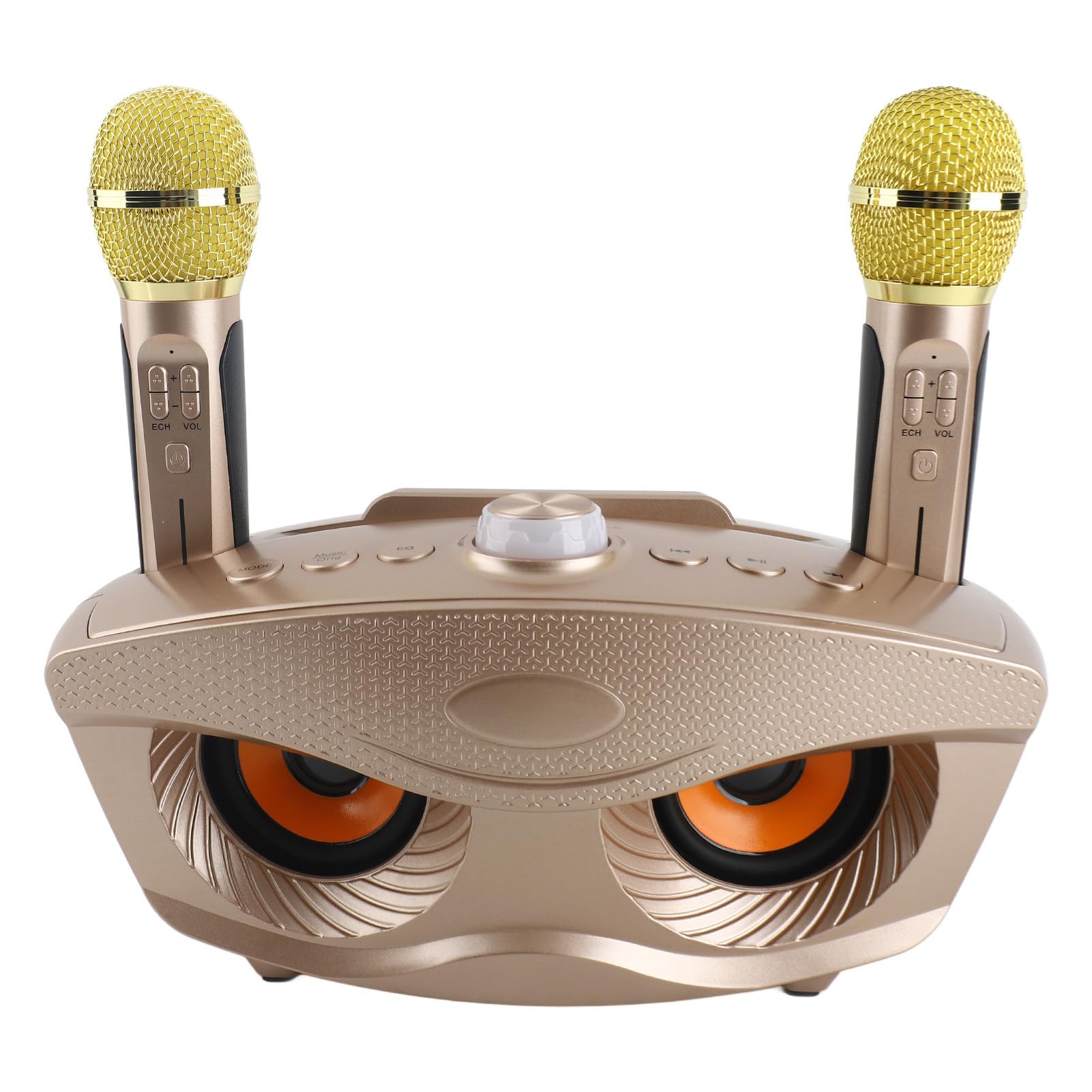 Altoparlante Bluetooth con due microfoni per karaoke a casa, karaoke, altoparlante portatile wireless Bluetooth con ingresso AUX e supporto USB, ideale per riunioni familiari e amici (oro)