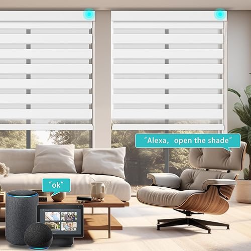 Miniatura 5 de Changshade Persianas enrollables motorizadas con diseño de cebra para ventanas, con control remoto, persianas inteligentes eléctricas personalizadas