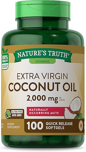 Cápsulas de aceite de coco 100 cápsulas blandas MCT de origen natural Sin OMG y sin gluten Por Nature's Truth