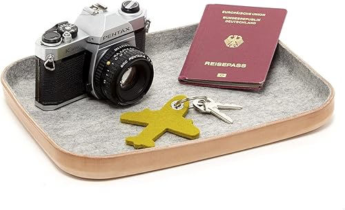 Miniatura 2 de Graf Lantz Classic Kawabon Catch All Tray - Bandeja de cuero esculpido y lana merina, absorbe el agua, resistente a las manchas, color negro