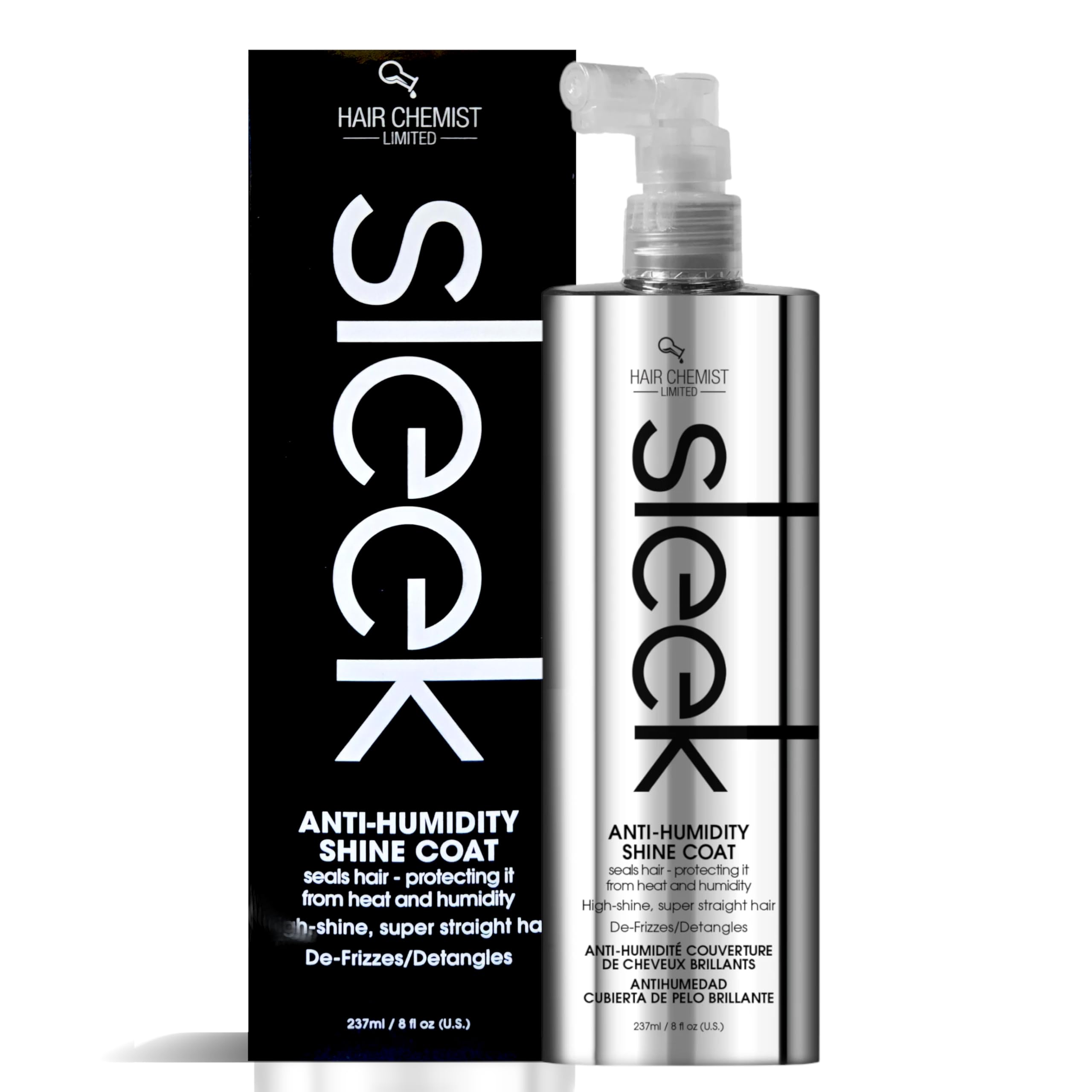 Hair Chemist – Sleek Anti-Humidity Shine Coat Spray – Unisex – 227 ml – Controls Frizz & Adds Lasting Gloss