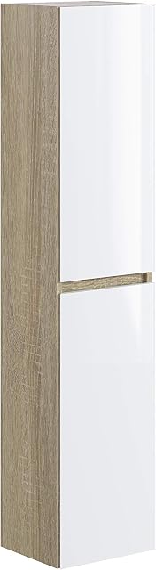 Amazon Brand - Movian Argenton - Wall-mounted Bathroom Cabinet, 2-Doors 4-Shelves, 30 x 27 x 140 cm, White/Brown